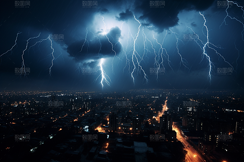 暴雨闪电雷暴电闪雷鸣摄影图
