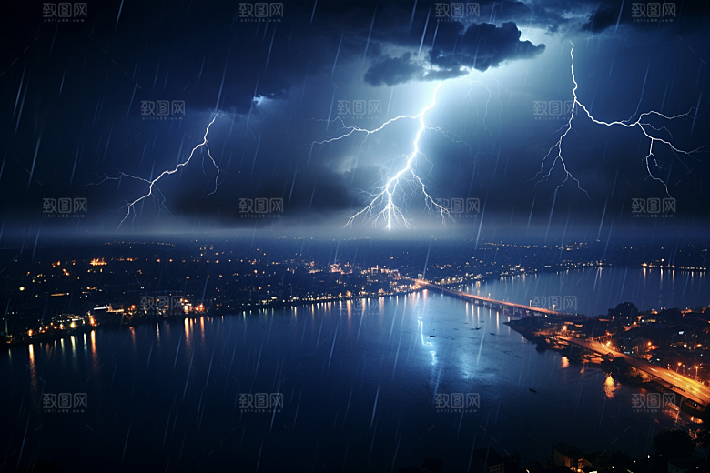 暴雨闪电高清自然现象摄影图