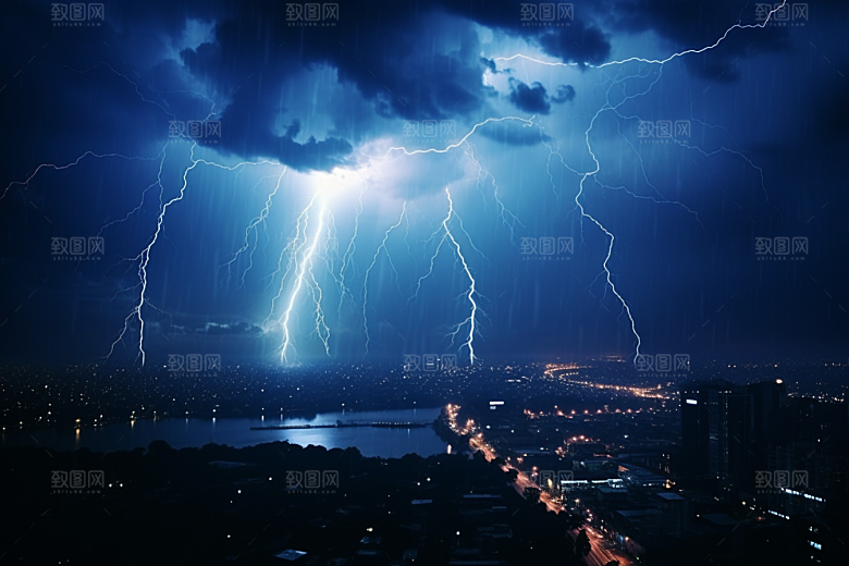 暴雨闪电高清雷暴摄影图
