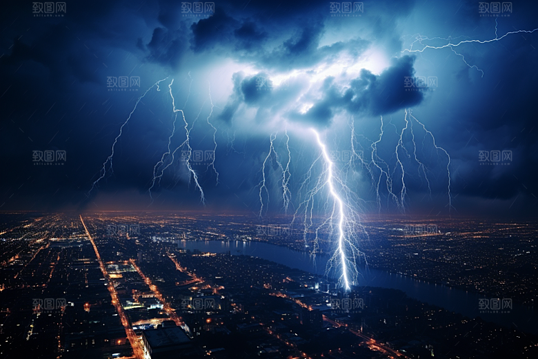 暴雨闪电电闪雷鸣雷雨摄影图