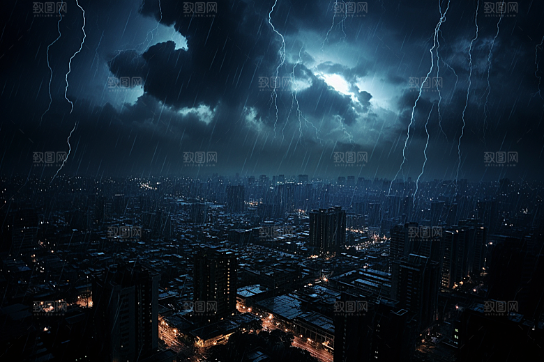 暴雨闪电高清自然现象摄影图