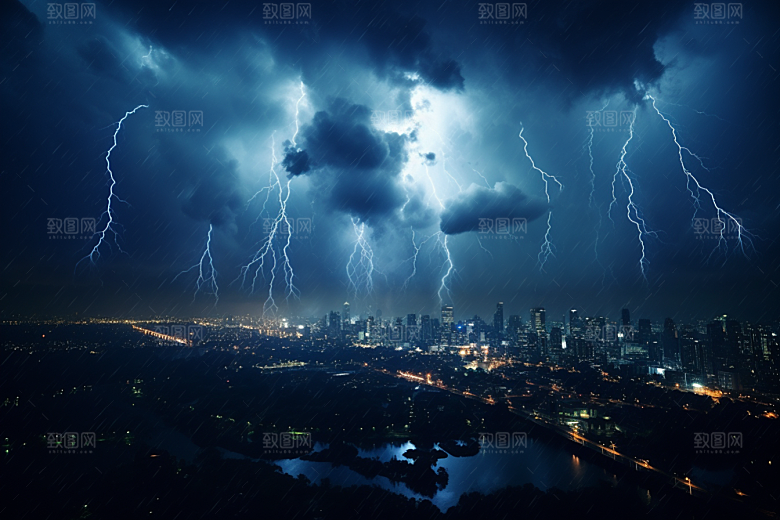 暴雨闪电高清自然现象摄影图