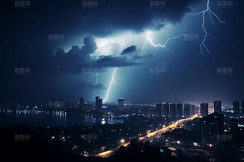暴雨闪电高清自然现象摄影图
