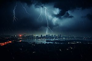 暴雨闪电电闪雷鸣恶劣天气摄影图
