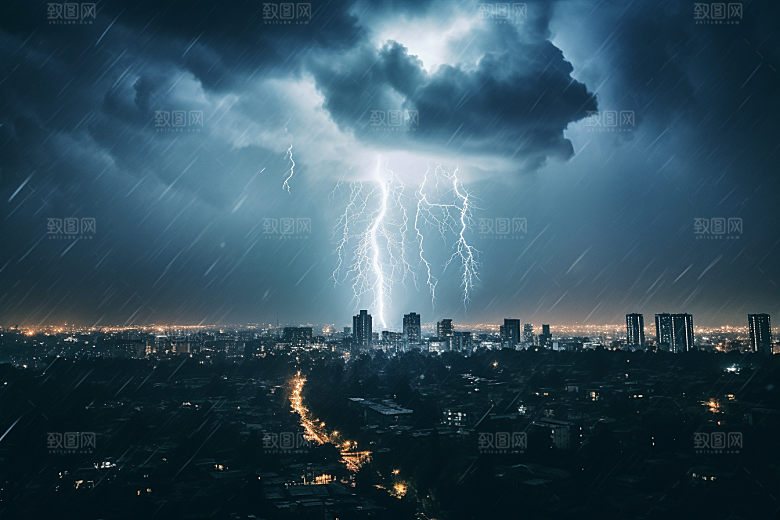 暴雨闪电雷雨雷暴摄影图