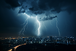 暴雨闪电电闪雷鸣恶劣天气摄影图