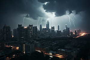 暴雨闪电高清电闪雷鸣摄影图