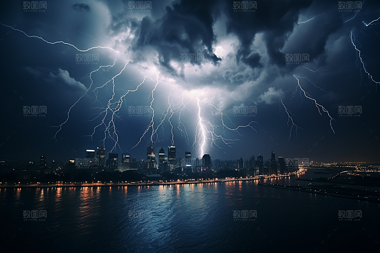 暴雨闪电电闪雷鸣雷雨摄影图