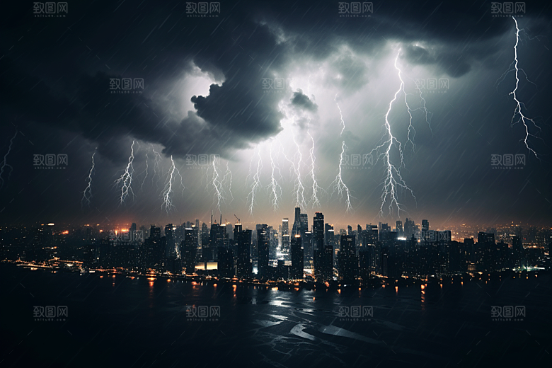 暴雨闪电高清自然现象摄影图