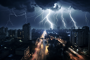 暴雨闪电雷暴电闪雷鸣摄影图