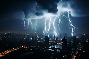 暴雨闪电气象雷暴摄影图