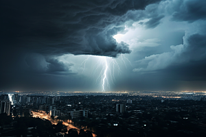 暴雨闪电自然灾害恶劣天气摄影图