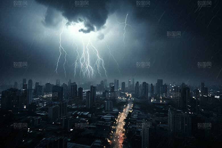 暴雨闪电雷雨雷暴摄影图