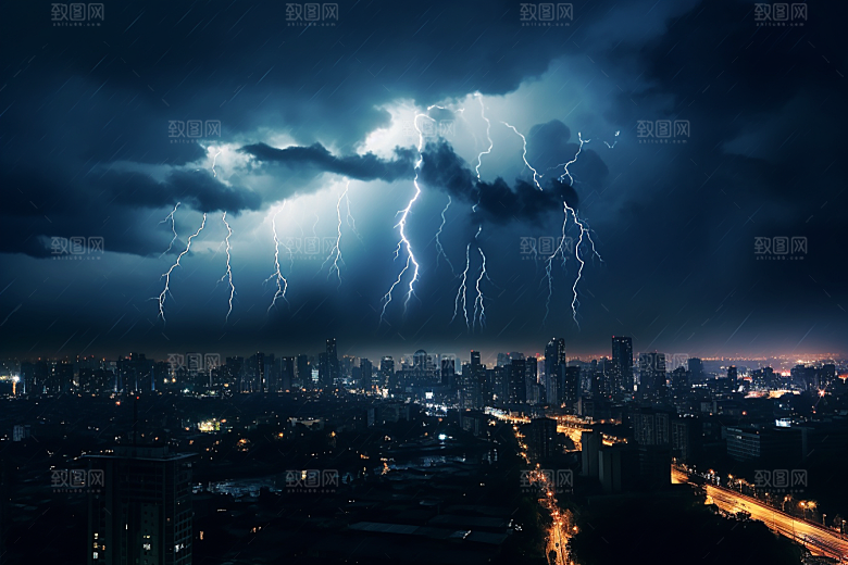 暴雨闪电雷雨高清摄影图