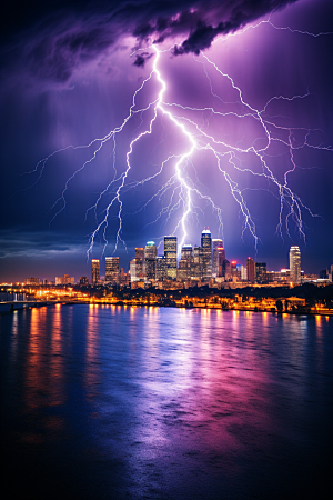 暴雨闪电自然现象雷雨摄影图