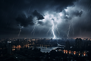 暴雨闪电雷暴电闪雷鸣摄影图