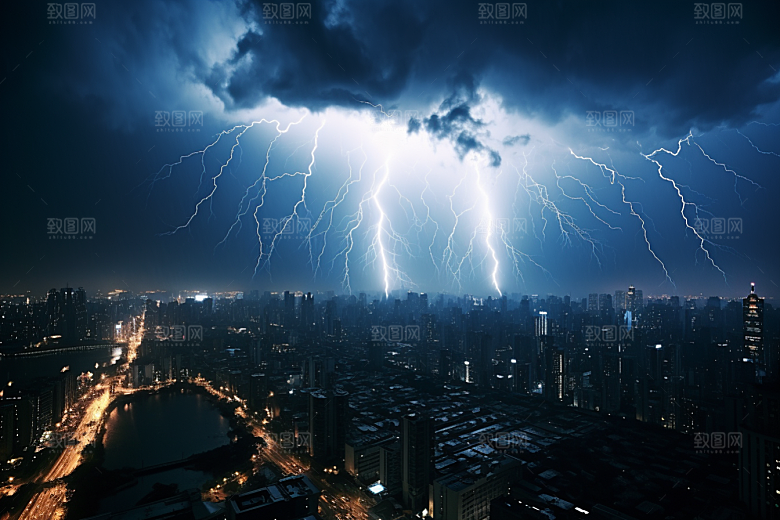 暴雨闪电雷雨高清摄影图