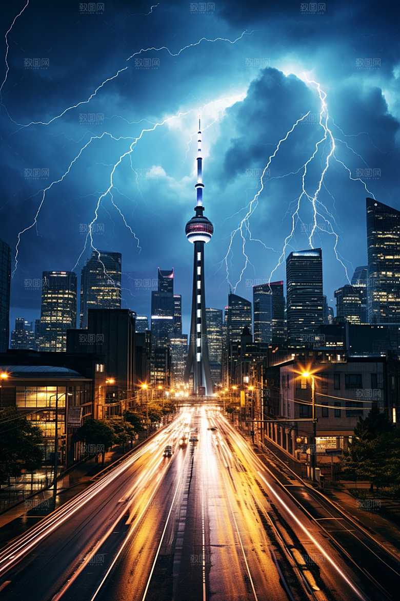暴雨闪电高清自然现象摄影图
