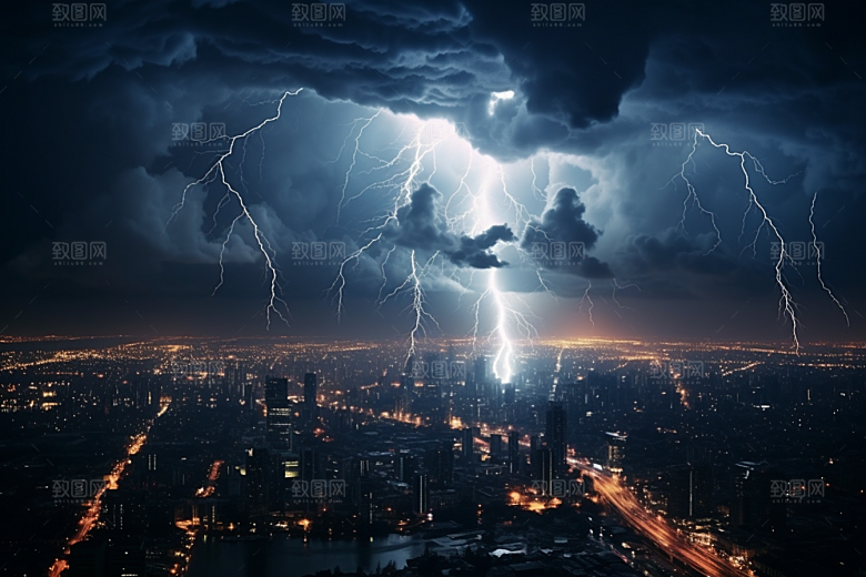 暴雨闪电高清自然现象摄影图