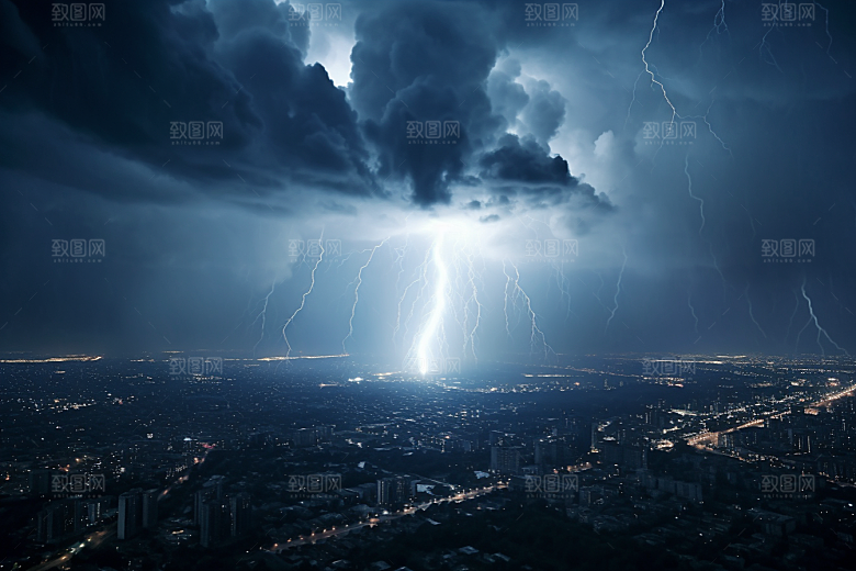 暴雨闪电恶劣天气雷雨摄影图