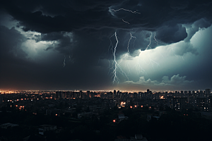 暴雨闪电电闪雷鸣高清摄影图