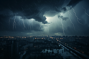 暴雨闪电自然现象雷雨摄影图