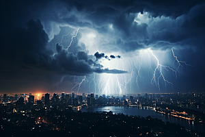 暴雨闪电气象雷雨摄影图