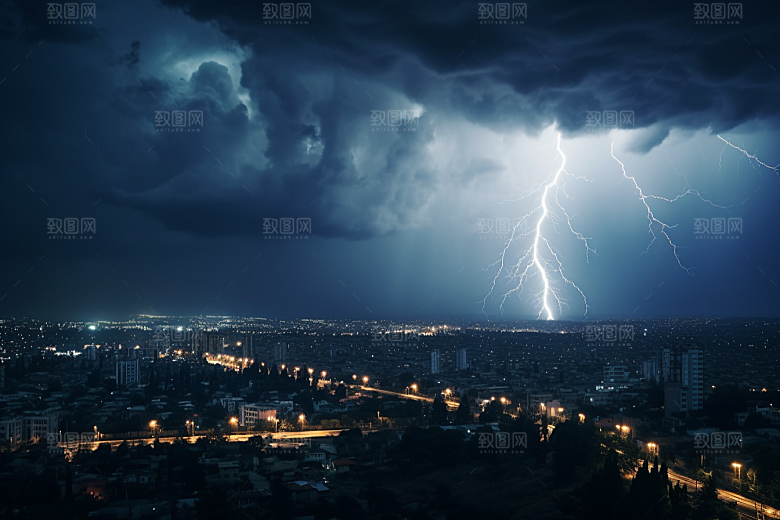 暴雨闪电雷雨电闪雷鸣摄影图