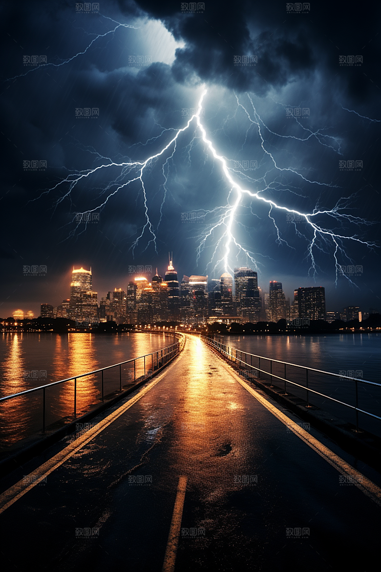 暴雨闪电气象高清摄影图