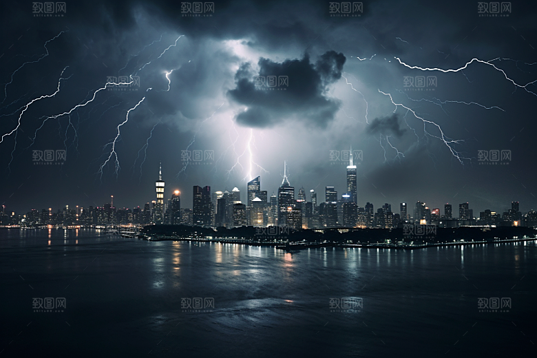 暴雨闪电高清雷暴摄影图