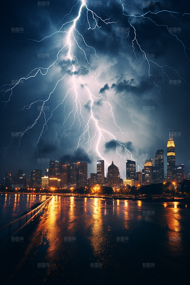 暴雨闪电高清自然现象摄影图