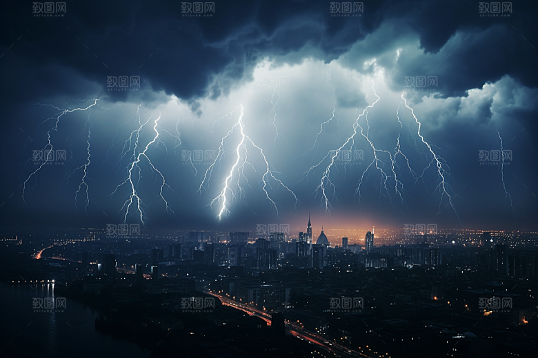 暴雨闪电雷雨雷暴摄影图
