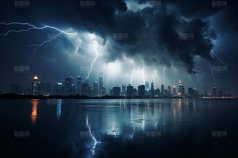 暴雨闪电雷雨雷暴摄影图