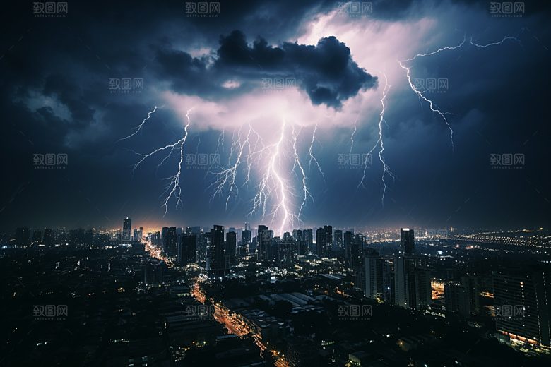 暴雨闪电高清雷暴摄影图