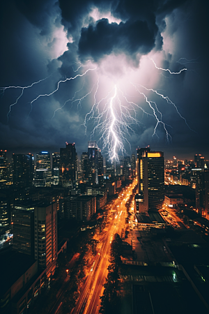 暴雨闪电气象雷雨摄影图