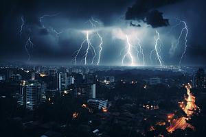 暴雨闪电雷雨恶劣天气摄影图