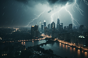 暴雨闪电气象雷雨摄影图