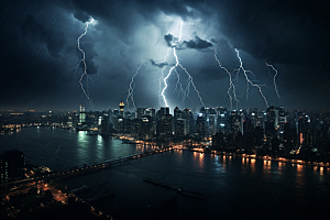 暴雨闪电气象自然现象摄影图
