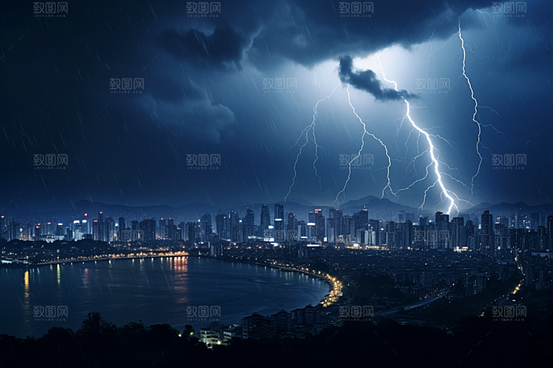 暴雨闪电高清自然现象摄影图