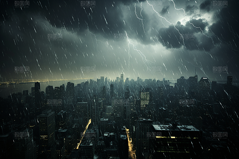 暴雨闪电雷暴高清摄影图