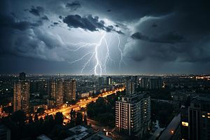 暴雨闪电雷暴极端天气摄影图