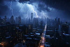 暴雨闪电雷暴自然现象摄影图