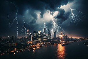 暴雨闪电高清气象摄影图