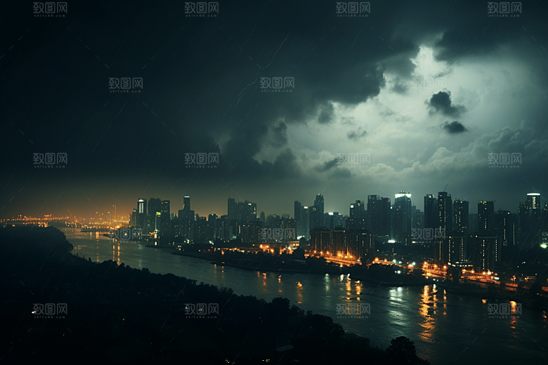 暴雨闪电自然现象高清摄影图