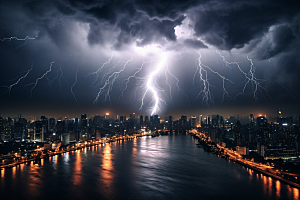 暴雨闪电恶劣天气雷暴摄影图