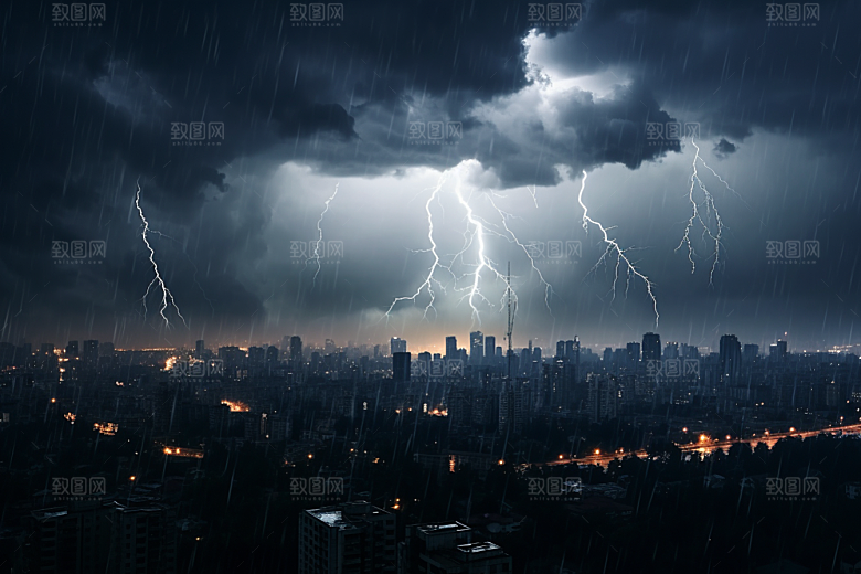 暴雨闪电雷雨雷暴摄影图