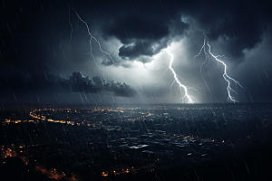 暴雨闪电雷雨自然现象摄影图