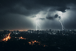 暴雨闪电极端天气雷雨摄影图