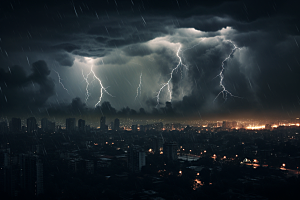 暴雨闪电气象自然现象摄影图