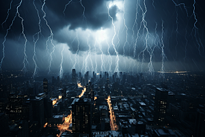 暴雨闪电雷暴雷雨摄影图